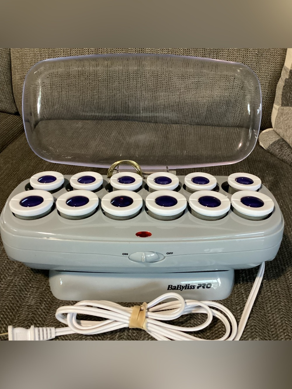Vintage BaByliss Pro Hot Rollers 12 Flocked Curlers w/ Clips 2 Sizes BABCHV14